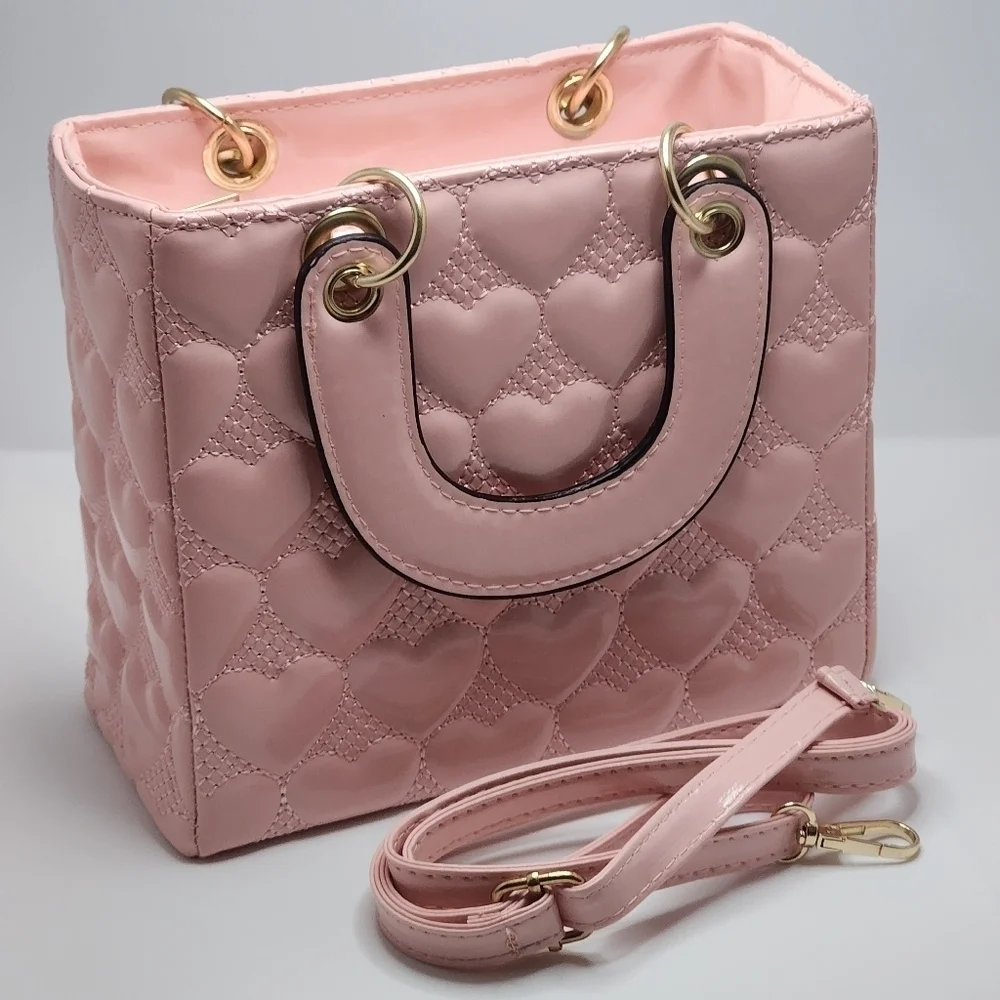 Quilted Heart Top Handle Handbag